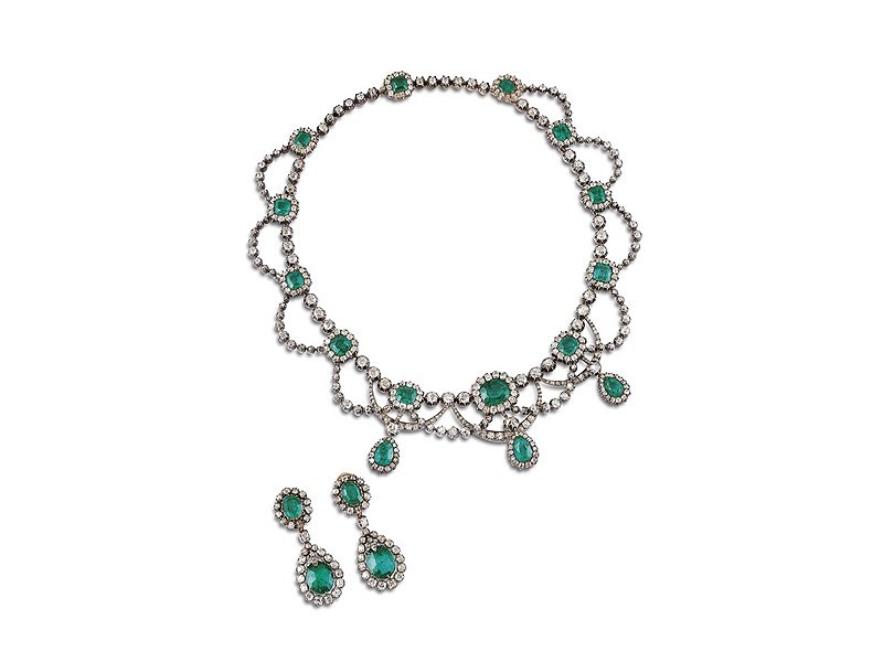 Demi parure con smeraldi e diamanti